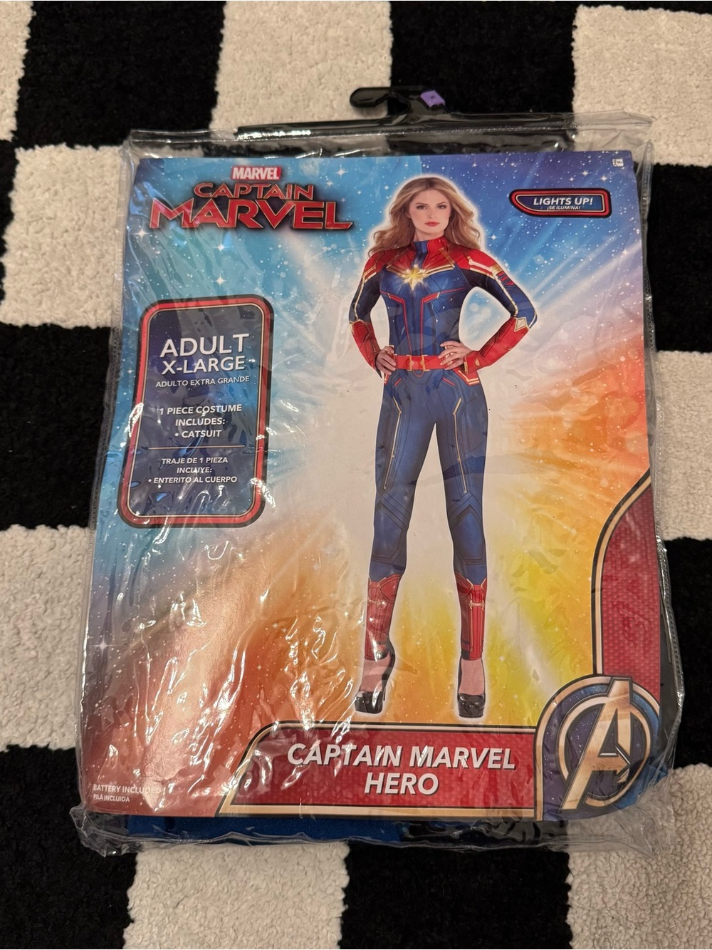 Captain Marvel Adult Women’s Jumpsuit Body Suit Costume Size XL